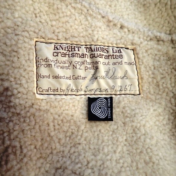 Handmade Wool Shearling Leather Coat  -Ultra Thin,Very Warm  w/Oversized collar - Picture 7 of 9